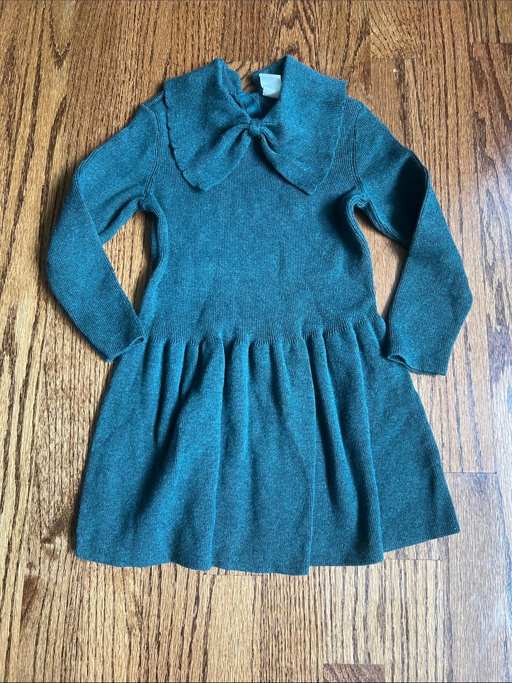H&M Green Knit Dress with Peter Pan Collar